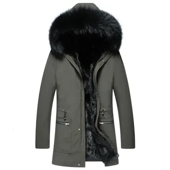 Online Echt Pelzmantel Männer Natürliche Kaninchen Pelz Parka Männer Winter Jacke Kleidung 2020 Herren Luxus Pelz Warme Jacktes Plus Größe SW21 YY833