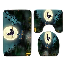 Комплект из трех предметов для ванной и туалета на Хэллоуин, коврик для ванной комнаты, нескользящий ковер, теплые подушки, предметы домашнего обихода