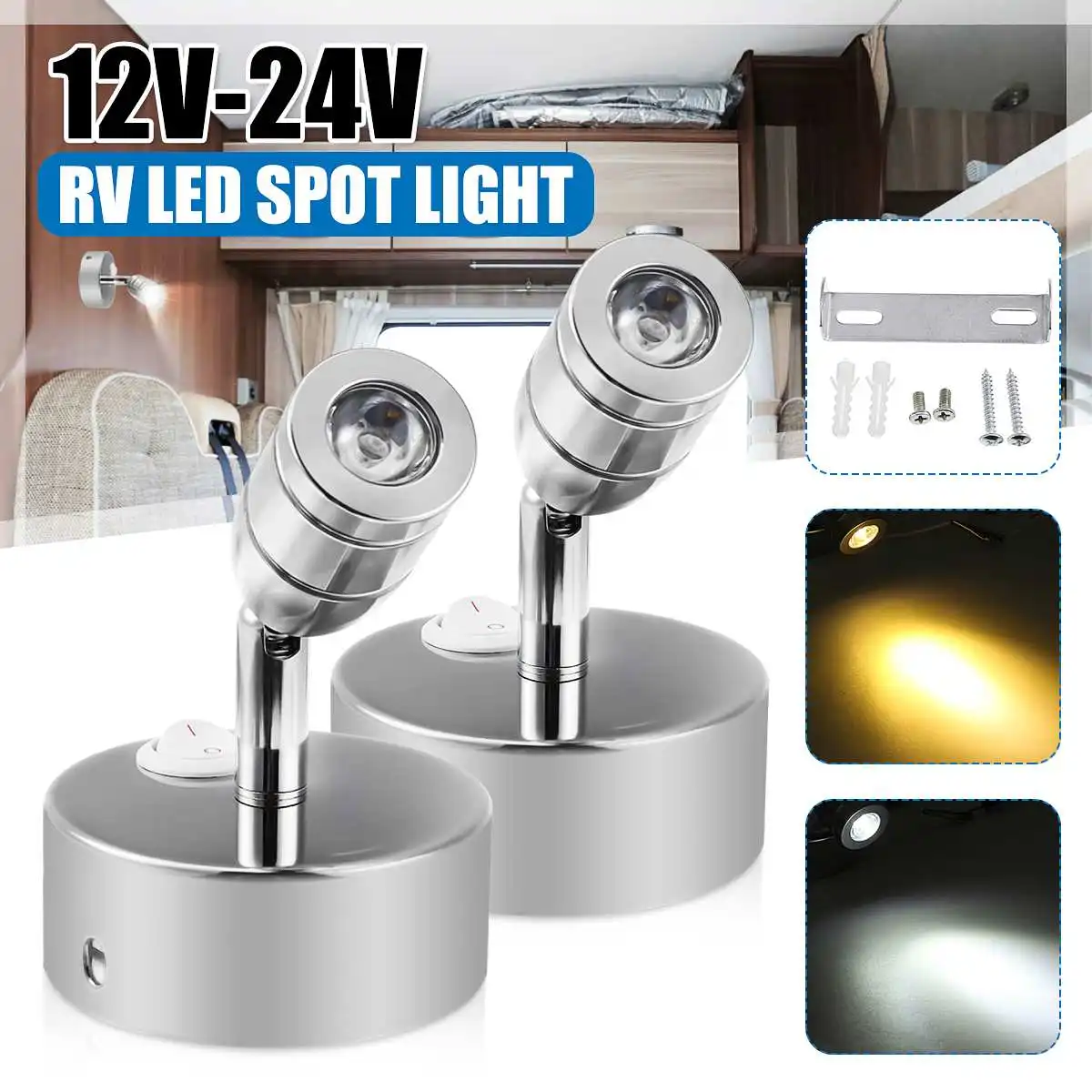 

12V-24V LED Spot Light Reading Light Wall Lamps For Bedroom Home Hotel Boat RV Motorhome