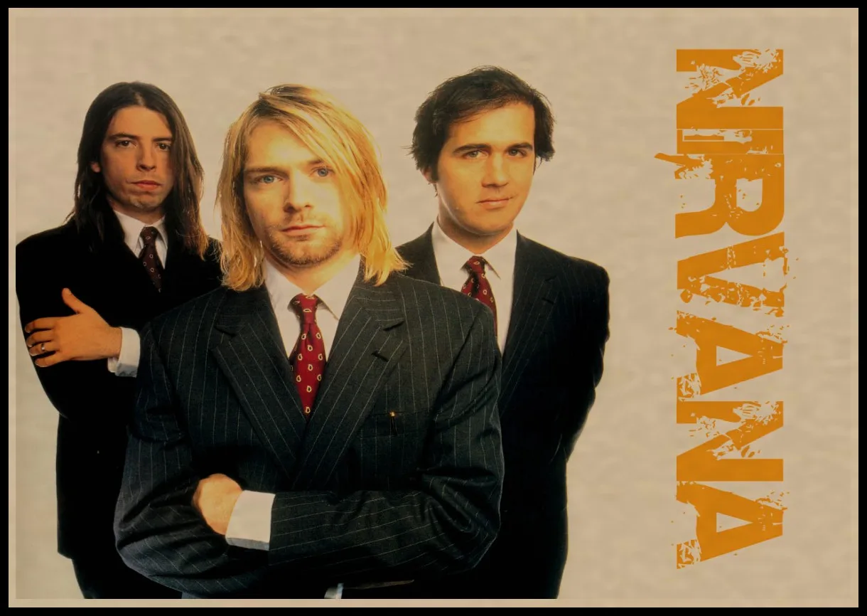 Vintage Music Posters Kurt Cobain Nirvana Frontman Rock Vintage Poster Retro Kraft Posters Bar Decorative Painting wall sticker - Color: 27