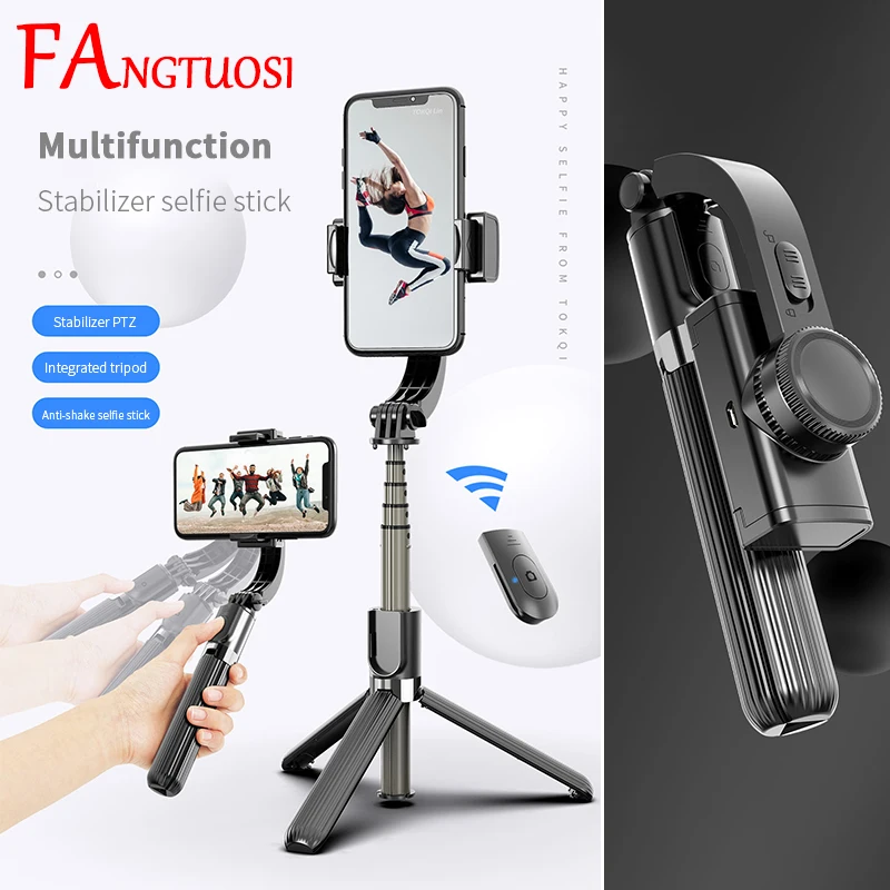 FANGTUOSI -Estabilizador de cardán para teléfono móvil, palo de selfie ajustable, soporte de mano Bluetooth para iPhone y Huawei