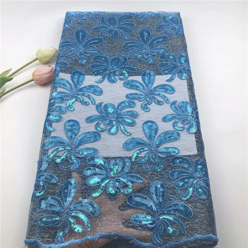 

Embroidery Lace African Tulle Lace 2019, Sky blue Bridal Lace Fabric, African Oganza Sequin Lace Fabric