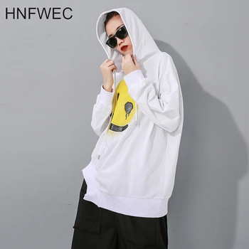 

Loose Fit Pattern Print Oversized Long Sweatshirt New Hooded Long Sleeve Women Big Size Fashion Tide Spring 2020 V323