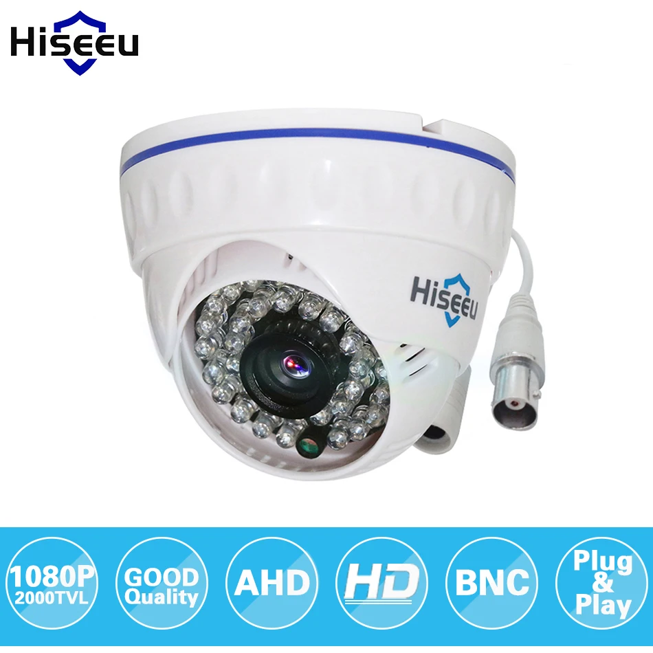 Купольная мини камера видеонаблюдения Hiseeu AHDH 1080P домашняя инфракрасная
