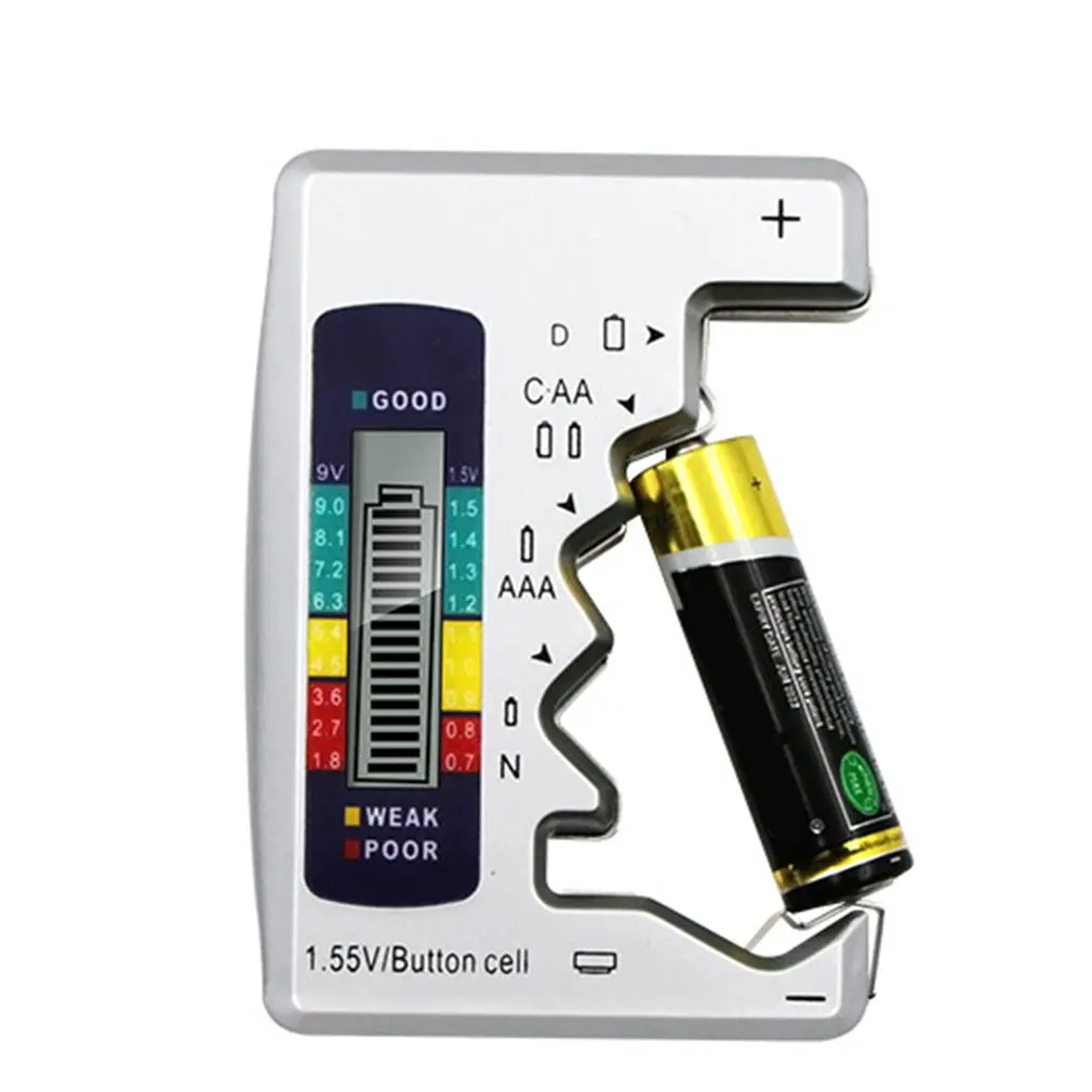 ЖК-цифровой тестер батареи для C/D/N/AA/AAA/9 V 6F22 батареи/1,55 V кнопочный детектор емкости батареи