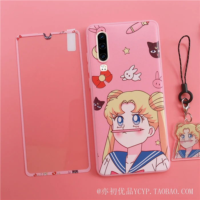 Чехол для телефона xiaomi mi9 8 sailor moon с милым мультяшным розовым рисунком для девочки xiaomi CC9E 9 8se с подвеской+ длинным ремешком