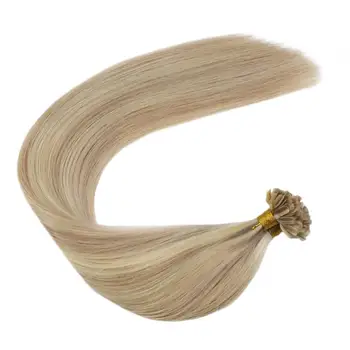 

Ugeat Human Hair Nail Tip Hair Extensions 14-24" Highlight Blonde Color Hair Natural Soft Non-Remy Brazlian Hair 50G/Set Hair