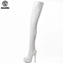 JIALUOWEI-Botas por encima de la rodilla para hombre y mujer, botines de tacón alto hasta el muslo, con plataforma elástica, talla 36-46