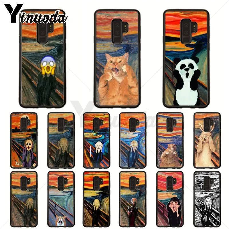 Scream Oleh Munch Kucing Hitam Lembut Shell Ponsel Case untuk Samsung Galaxy S10plus S9 Plus S8plus S10E A50 A70 A10 Case ponsel
