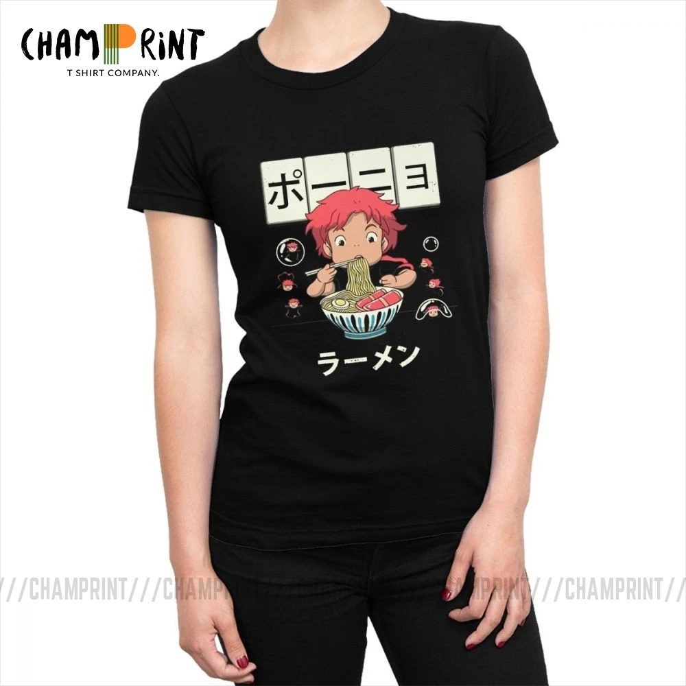 Sosuke Noodle T-shirt for Women Ponyo On The Cliff Basic Popular Fashion Street T Shirt Harajuku Tees Top Funny Female Clothes | Женская