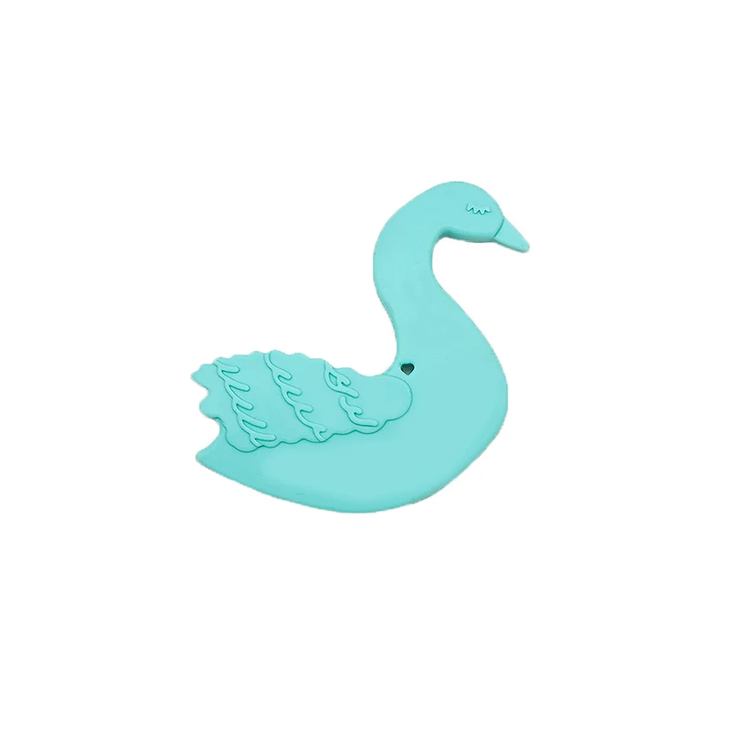 Turquoise Chenkai, 10 шт., силиконовый Прорезыватель для зубов в виде гуся и животного, детский лебедь, пустышка, сенсорная подвеска, пищевая форма для самостоятельного изготовления детских игрушек, аксессуары - Цвет: Turquoise