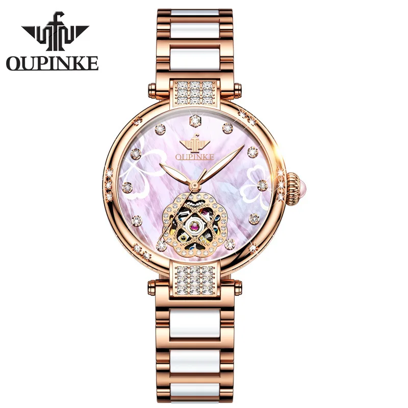 

OUPINKE Watch for Women Watches Ladies Gift Luxury Wrist Automatic Mechanical Diamond Womens Fashion Girls Waterproof Tourbillon