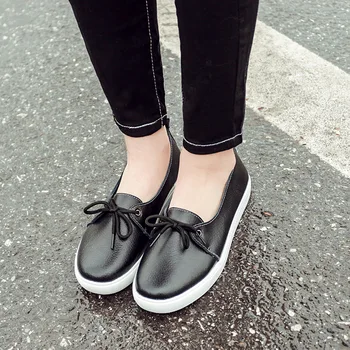 

XEK Plus Size 35-43 Women Shoes Leather Women Ballet Flats Nurse Shoes Moccasins Causal Shoes Cowhide Woman Loafers YYJ122