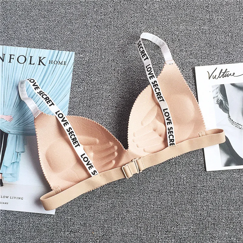 Letter Straps Seamless Push Up Bras For Women Sexy Lingerie Comfort Bra Adjustable Brassiere Small Breast Underwear Bralette