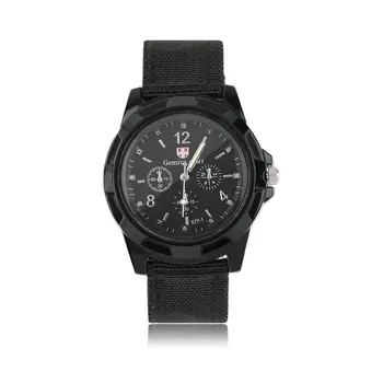 

GENBOLI 1pcs Unisex Analog Men Luminous Quartz Wrist Watch Canvas Belt Army Military Sport Style Relogio