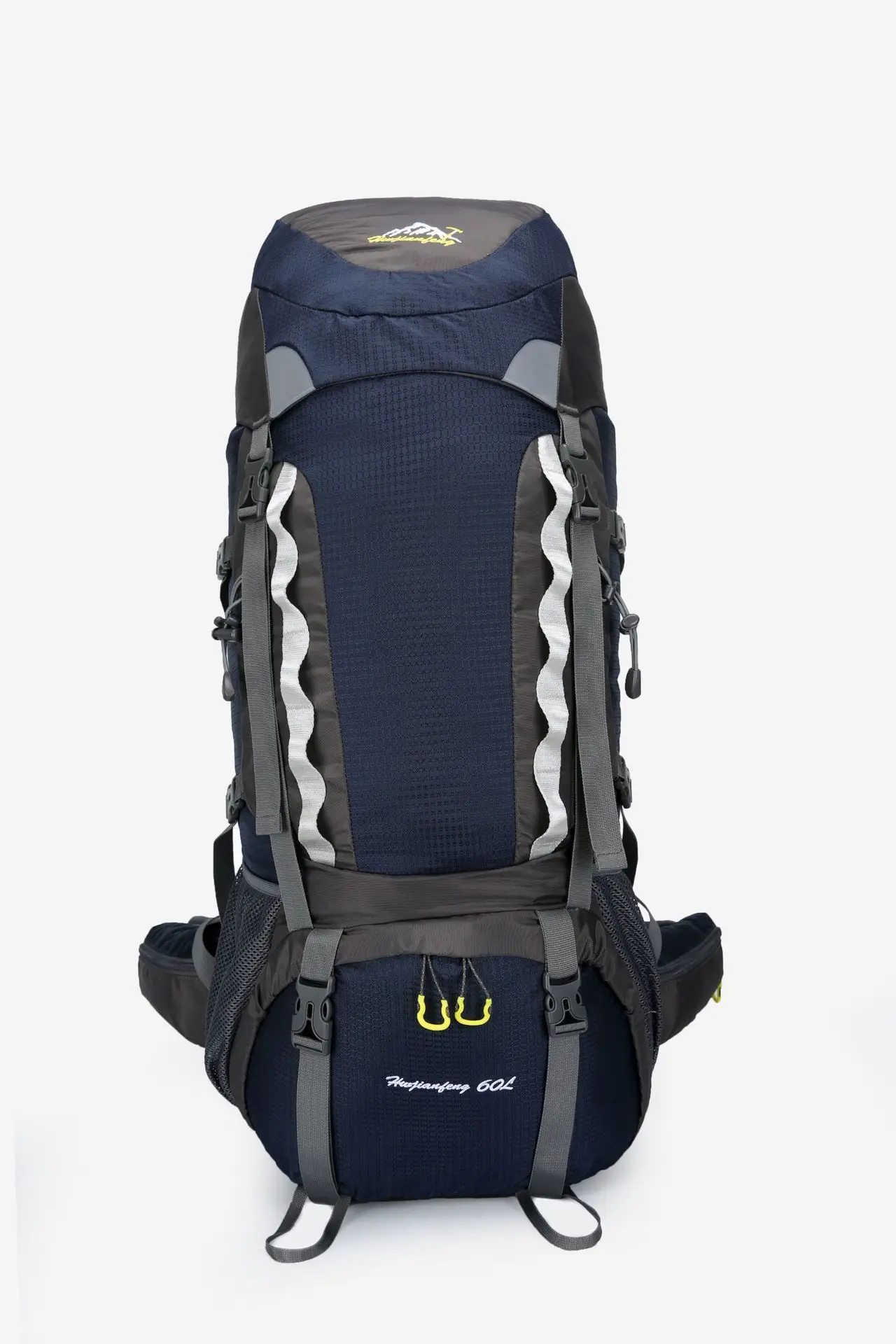 Navy Blue Большой емкости рюкзак для пеших прогулок 60L для мужчин и женщин Кемпинг путешествия скалолазание спортивная сумка водонепроницаемый рюкзак для снижения нагрузки - Цвет: Navy Blue