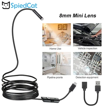 

SPIED CAT Mini 8mm Lens 6LED Android USB Endoscope soft Cable Snake Car Repair Pipe Inspection AndroidUSB Borescope Camera