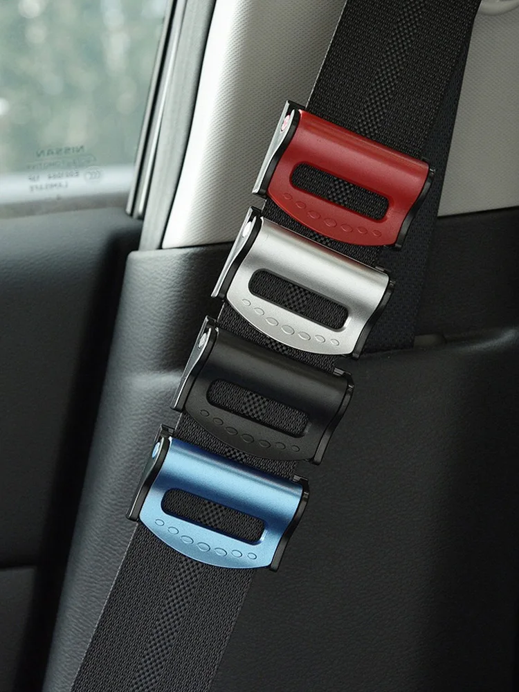 2pc ABS Car Seat Belt Clips Buckles Shoulder Tension Adjuster Strap Clamps Black