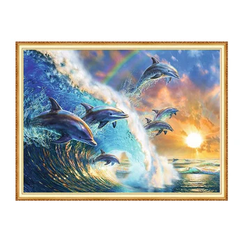

Meian Surf Dolphin full square diamond 5D DIY Diamond art 3D Diamond painting Kit cross stitch diamond mosaic photo home decor