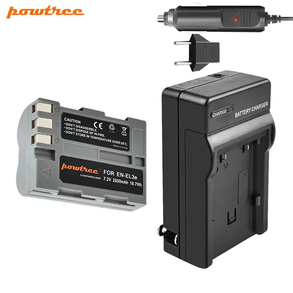 

7.2V 2600mAh ENEL3e EN-EL3e EN EL3e battery + Car charger For Nikon D30 D50 D70 D70S D90 D80 D100 D200 D300 D300S D700 L35