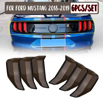 

6Pcs/Set Acrylic Car Tail Light Cover 3D Sticker Rear Lamp Hood Smoked Black Sticker For Ford For Mustang 2018 2019