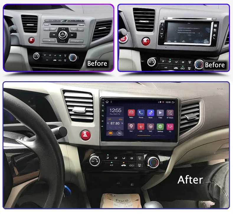 Discount 10.1" Android 8.1 2+32G Car DVD Player GPS navigation For HONDA CIVIC 2012-2015 head unit multimedia player 1