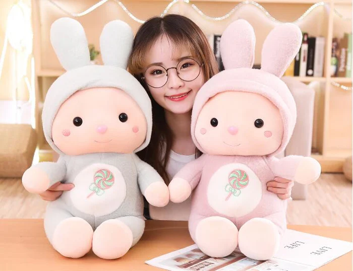 Cute Cartoon Rabbit Plush Toy Stuffed Animal Rabbit Baby Doll Toys Plush Pillow Children Toy Girls Ragdoll Gift