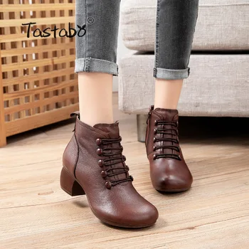 

Women Boots Square Heel Platforms Leather Thigh High Pump Boots Shoes Velvet Women's Boots Round Head Martin Boot 8705