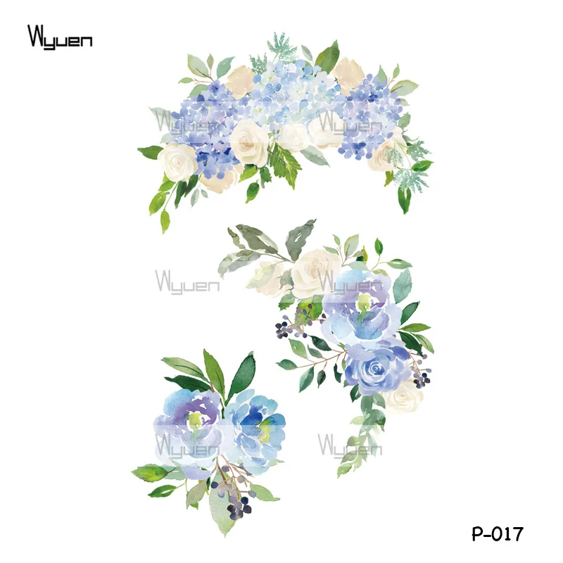 016 Wyuen, цветок розы, водостойкая временная татуировка, наклейка для взрослых и детей, боди-арт, женский дизайн, переводная вода, поддельные тату, P-108 - Цвет: 016