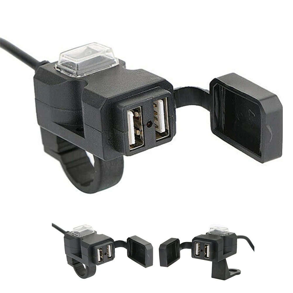 USB зарядное устройство розетка 12 В адаптер электронный кабель водонепроницаемый легко установить с переключателем Универсальный двойной разъем Мотоцикл черный
