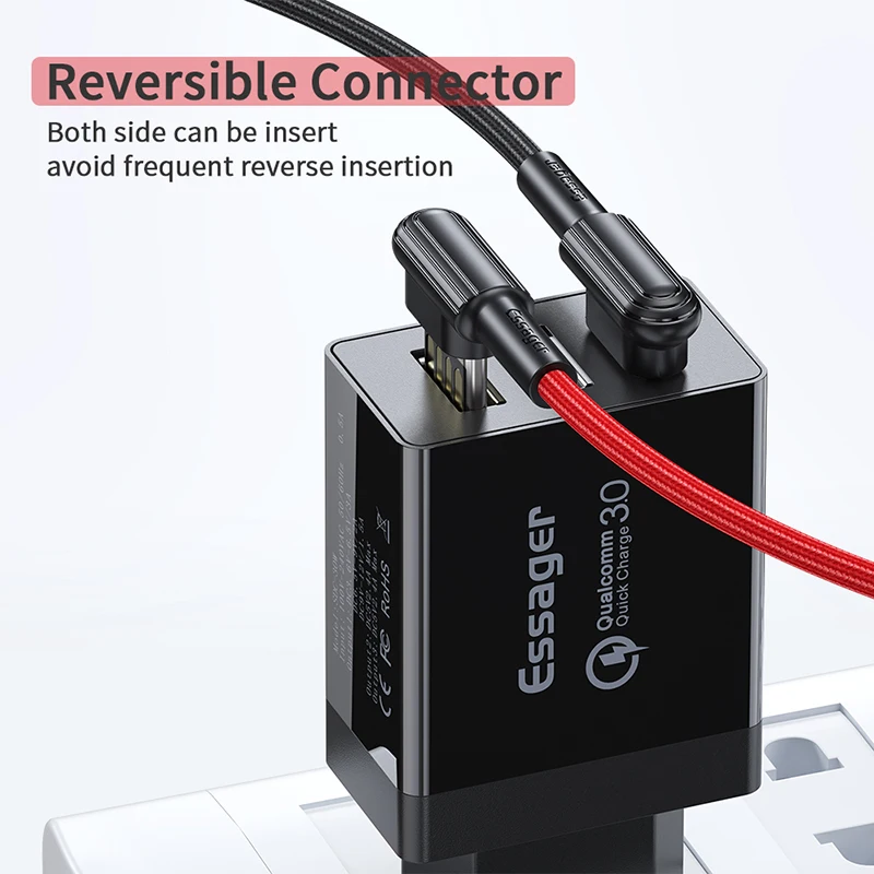 Кабель Essager usb type C для samsung Xiaomi Redmi Note 7 8 10 3A провод для быстрого заряда шнур USB-C зарядное устройство кабель usbc для мобильного телефона
