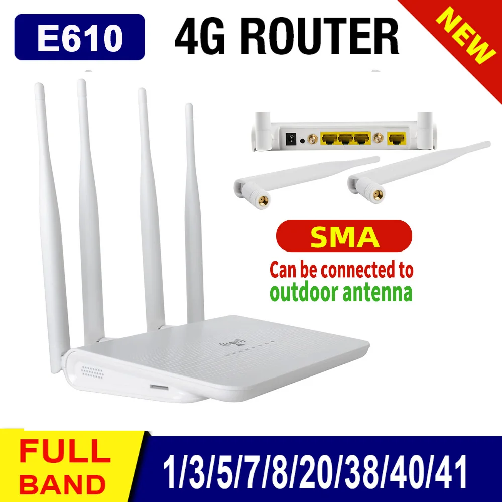 Siempreloca E610-42 Unlocked 4G LTE Router Mobile Hotspot Modem 4G WIFI Router With Sim Card Slot SMA Interface External Antenna