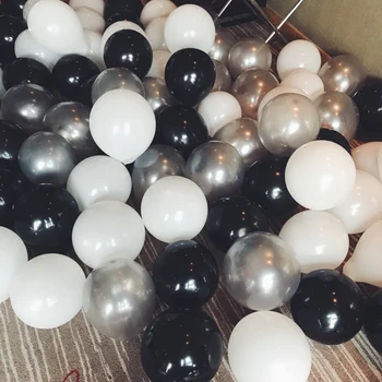 

30pcs/lot 2.2g Black White Silver Latex Balloons Birthday Wedding Party Decorations Air Helium balloons Kids Gifts baloons