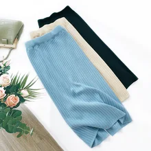 Новые женские базовые юбки в рубчик, вязаные юбки, Женская Зимняя юбка