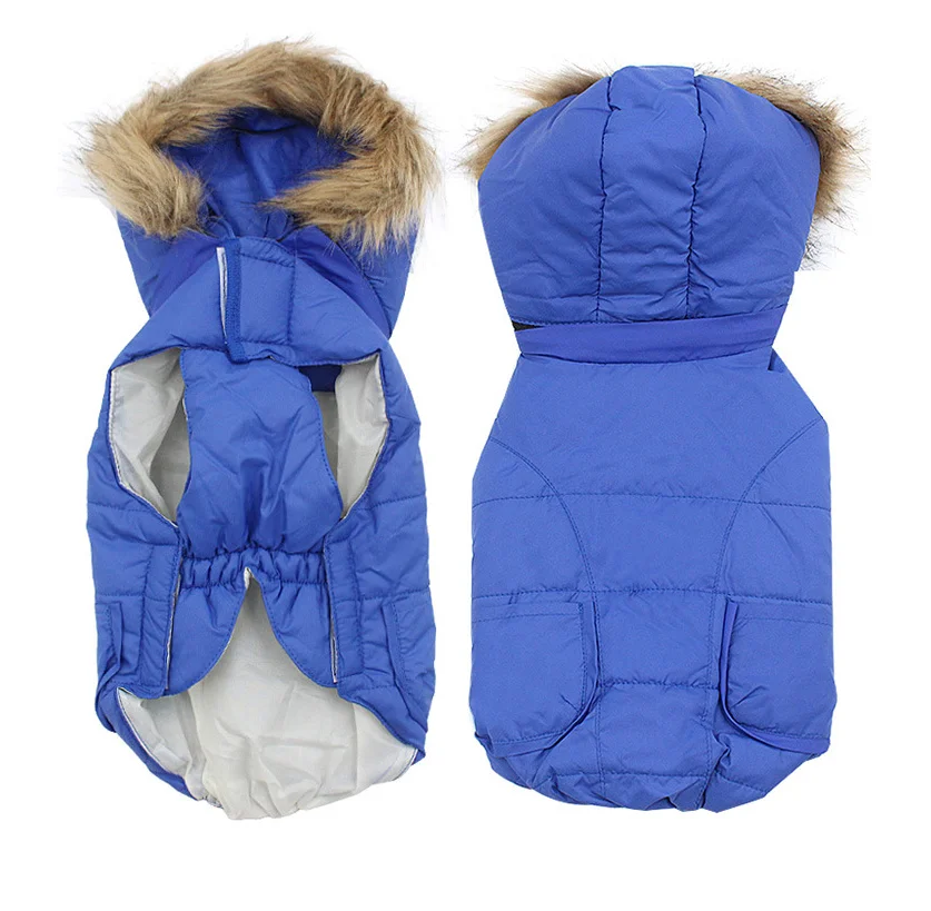 Товары для собак, зимняя одежда, теплая хлопковая подкладка, маленькая собака на открытом воздухе, куртка, съемная плюшевая шляпа, одежда для собак