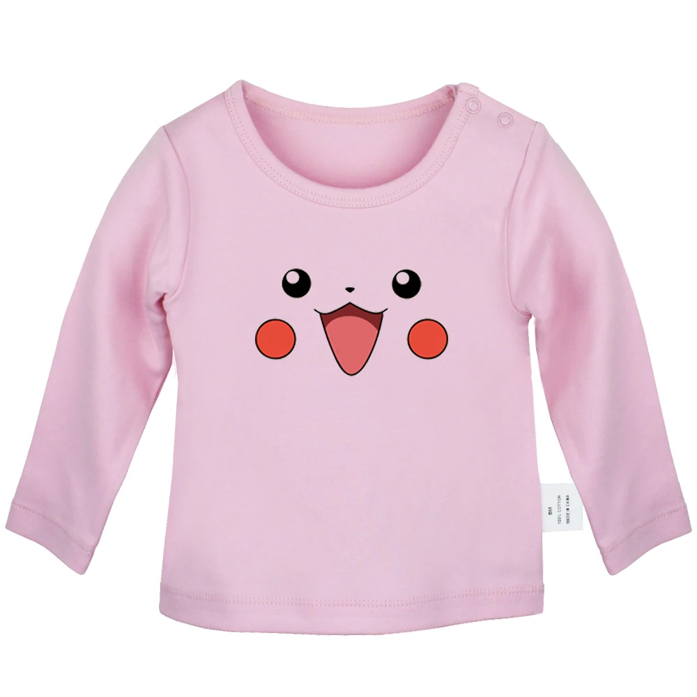 JcBabyYP081C Милый веселый покебол PIKACHU с рисунком из мультфильма «Покемон»; футболки для новорожденных; однотонные футболки с длинными рукавами для малышей - Цвет: JcBabyYP081C