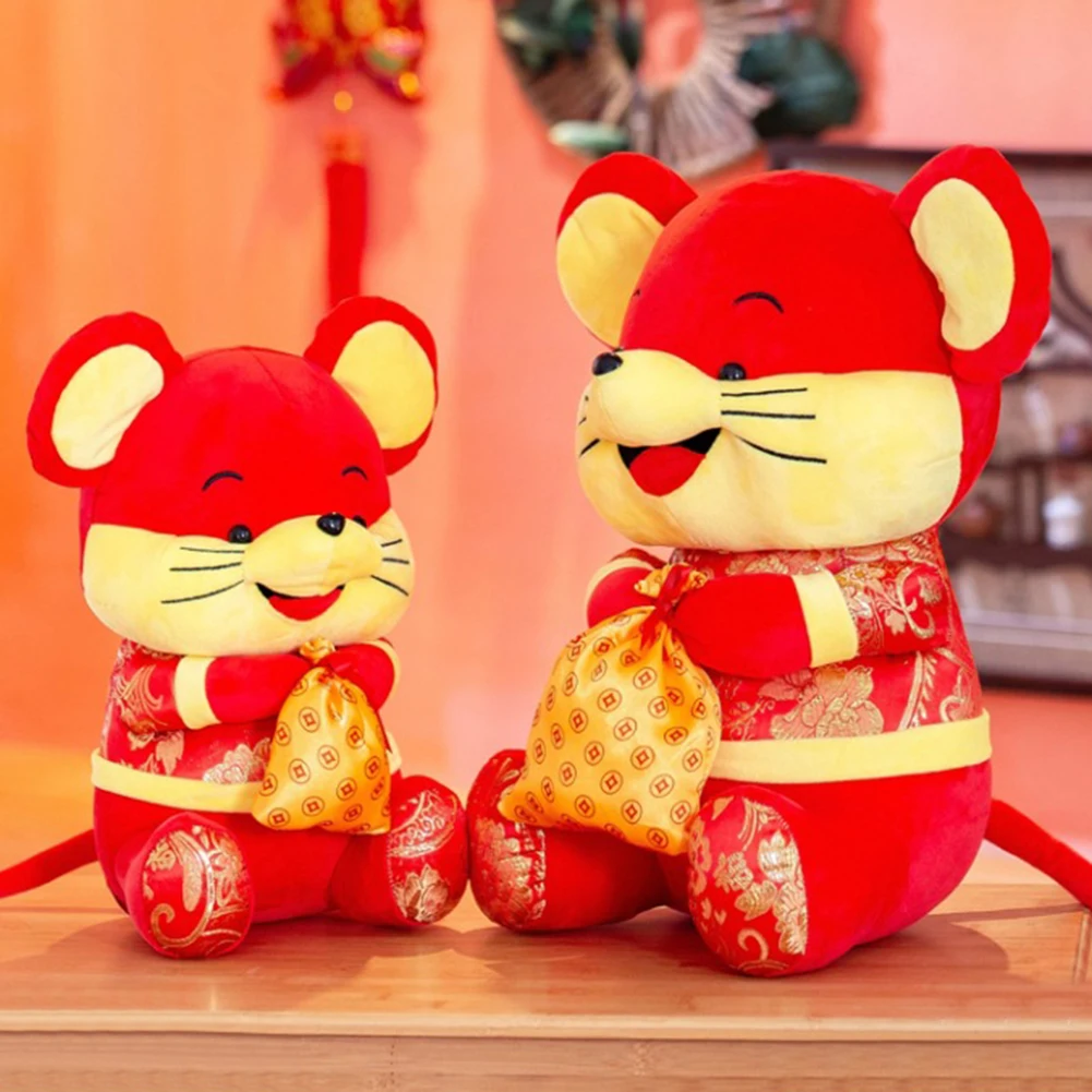 Новогодняя мультяшная игрушка на удачу, маскарадная крыса, сумка для переноски, плюшевая мягкая кукла, игрушка в подарок, домашний декор, подарок для рождественской вечеринки