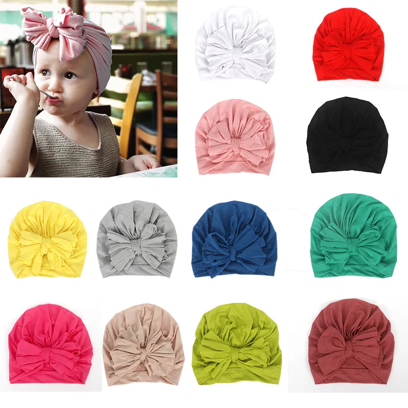 

2020 Fashion Flower Baby Girls Hat Newborn Elastic Baby Turban Hats for Girls Cotton Infant Beanie Cap kids Photo props