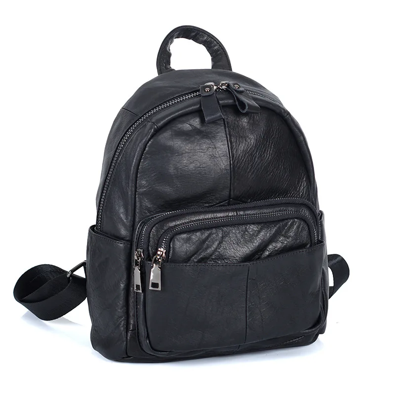 

New Style Genuine Leather Import Full-grain Leather College Style Soft Joint WOMEN'S Backpack Bag