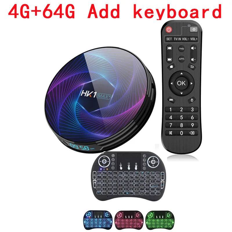 HK1 MAX Plus Smart tv Box Android 9,0 4 Гб 128 Гб 64 Гб RK3368PRO Восьмиядерный H.265 4K wifi Google Youtube Netflix IP tv телеприставка - Цвет: 4G 64G Add keyboard