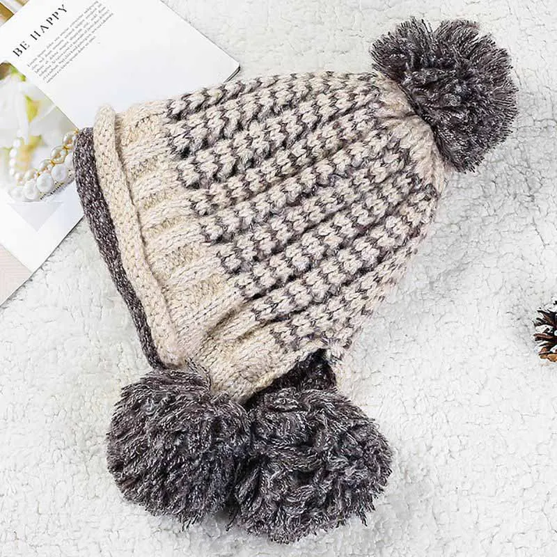 QJ2314M Outdoor Beanies Cap Thick Thermal Knitted Hat Headwear Snowboarding Skiing Apparel Accessories For Women - Цвет: QJ2314M