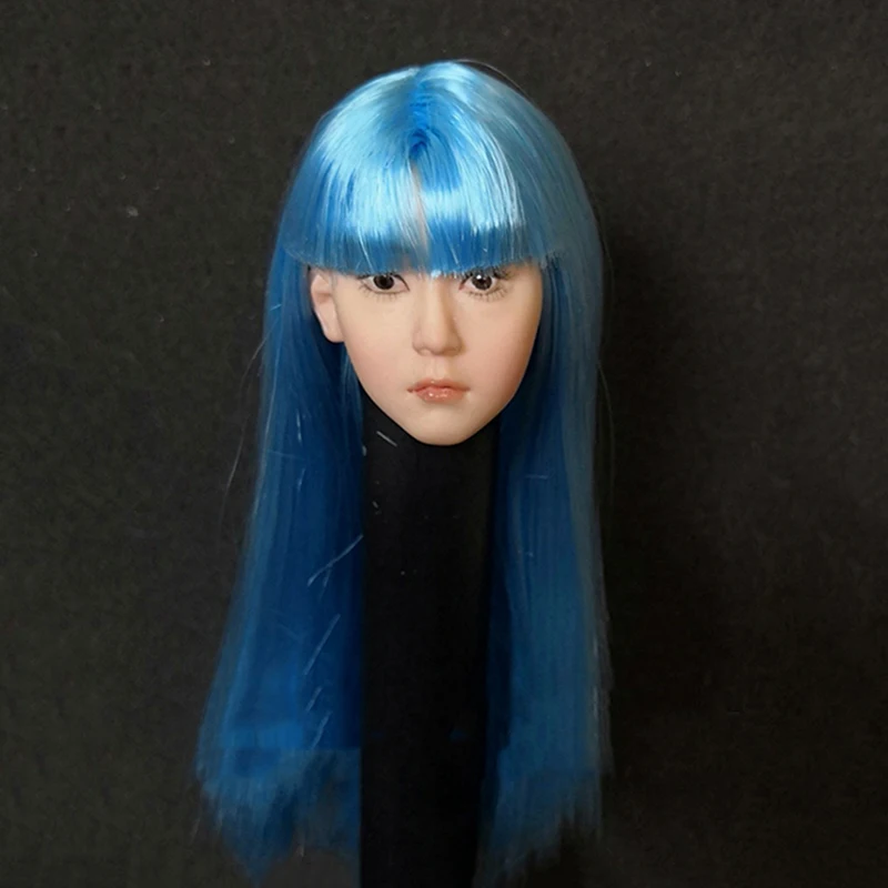 1/6 весы милые девушки женщины голова с Bleu длинные волосы для 12 "бледные тела фигурки