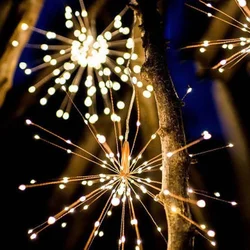 25LEDs Copper Wire LED String Lights Fireworks Fairy Garland Lights Christmas Window Wedding Party Battery Powered Xmas Lights