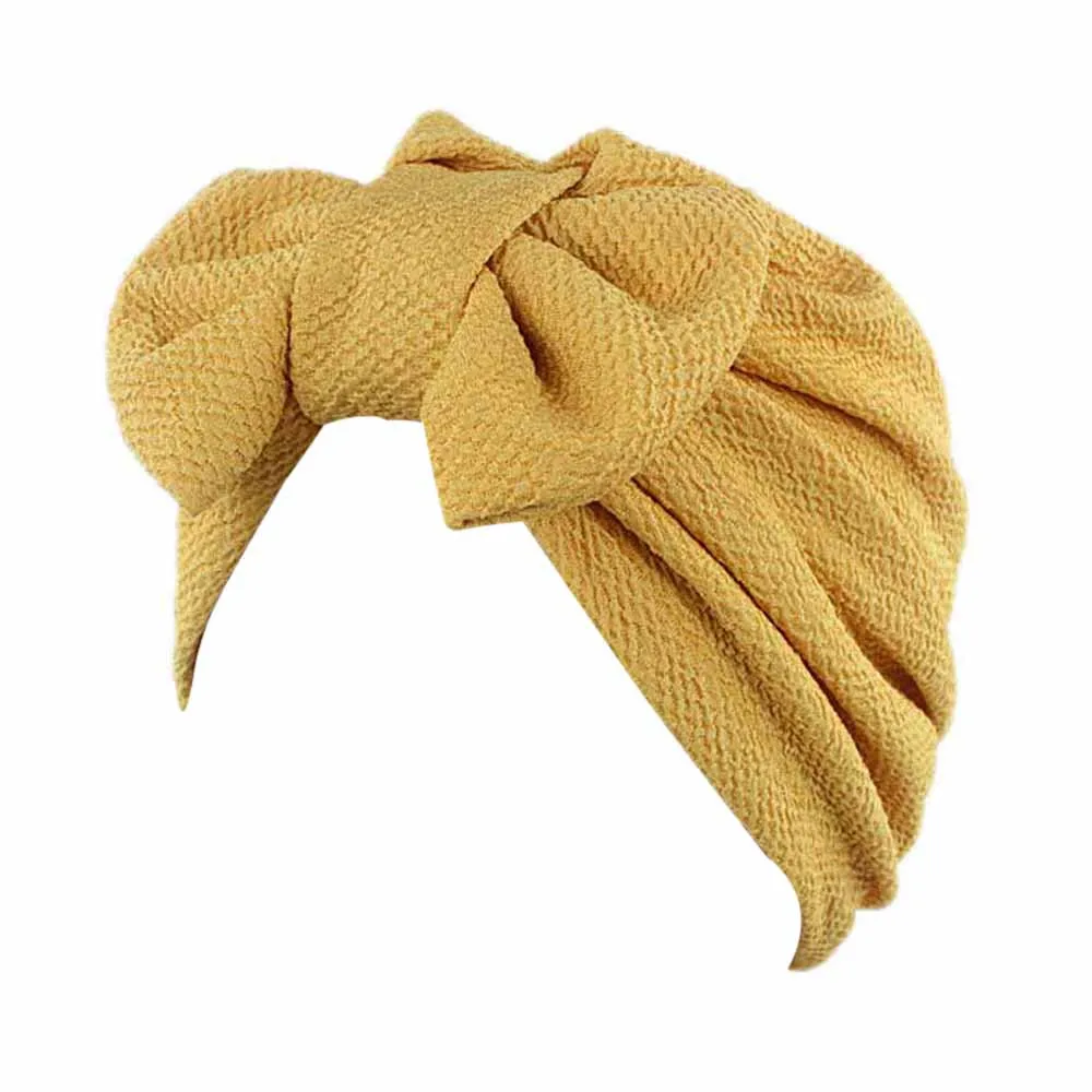 Yellow Женская головная лента с бантом, лента для волос, одноцветные повязки для волос, вязаные шерстяные эластичные мягкие резинки, аксессуары для волос для девочек - Цвет: Yellow