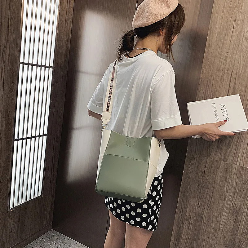 Простая большая сумка женская 2018 Новая летняя Большая вместительная сумка-ведро на одно плечо в Корейском стиле ручная сумка