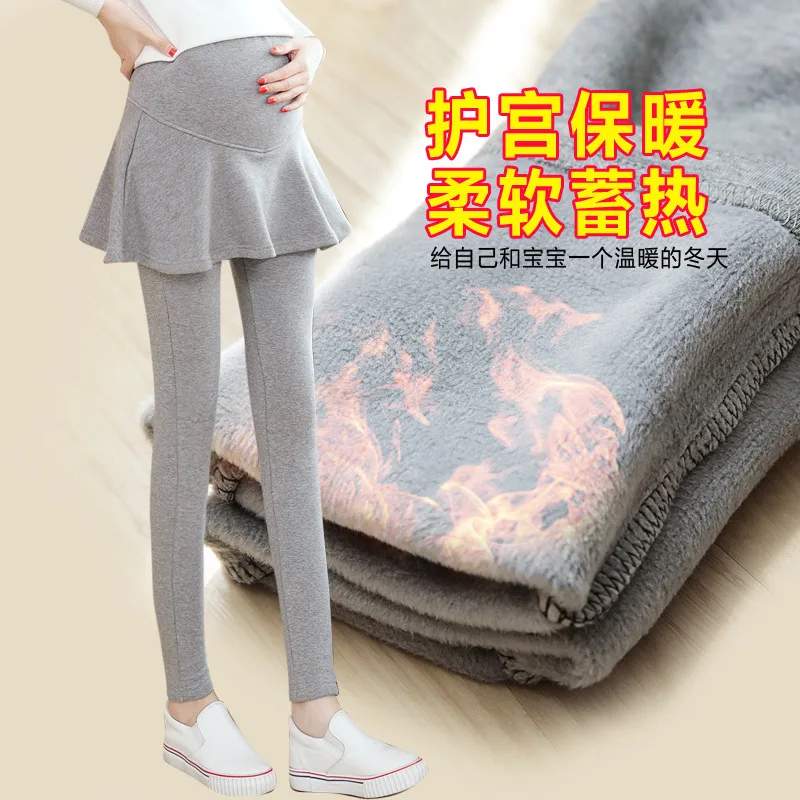 

Pregnant Women Pants 2019 Fake Two-Piece Culottes Autumn & Winter Fashion Mom Hundred Towers Outer Wear plus Velvet Pregnant Wom