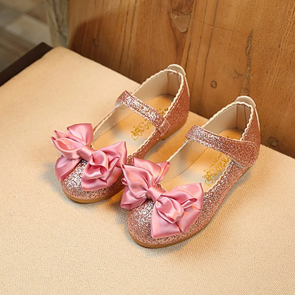 JAYCOSIN-Осенняя детская кожаная обувь принцессы для девочек; детская Свадебная обувь для девочек; золотистая, Розовая обувь с бантом и блестками для маленьких девочек