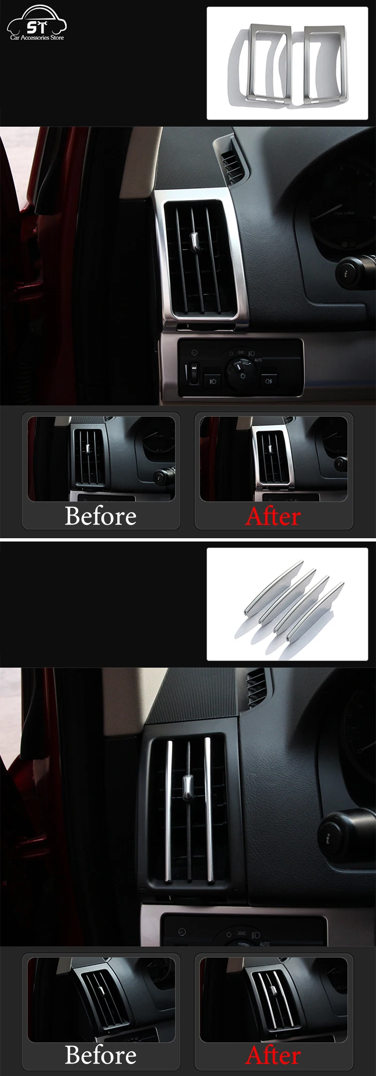 Car Steering Wheel,AC Vent Outlet Knob,Door Handle,Cover Trim,ABS Chrome,For LandRover Freelander 2 2007-2015 Interior Accessory