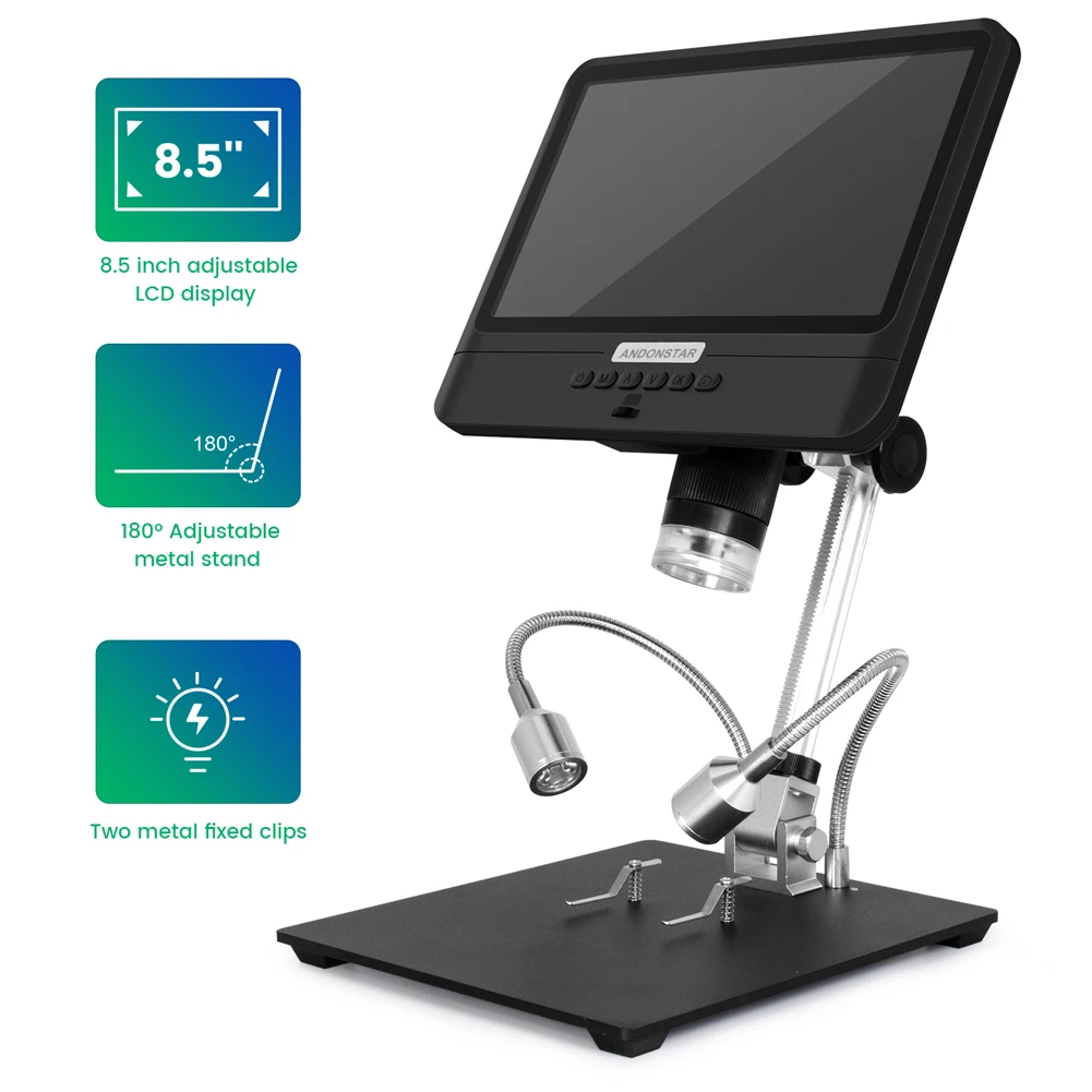 Andonstar Digital Microscope AD208 8.5 Inch Adjustable LCD Display for Soldering Digital Microscope Black 1080P Soldering Tools digital microscope,handheld microscope,mini microscope,pocket microscope