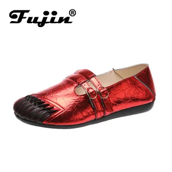 

Fujin Women Single Shoes New Fashion Shoes Ping Women Shoes 2020 Round Toe Flat Bottom Shoes Peas Spring Summer Women Shoes